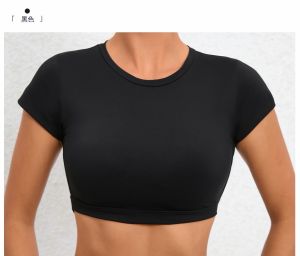 Áo Tập Yoga Nữ Ôm Sát Tay Ngắn Cổ Tròn Kiểu Dáng Ngắn Thích Hợp Cho Phòng Gym Chạy Bộ Và Các Môn Thể Thao