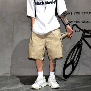 Retro Japanese Style Mens Casual Cotton Workwear Shorts Five-Quarter Length Fashionable And Handsome Street Style plus Size