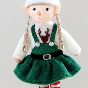 Đồ Trang Trí Hình Búp Bê Elf Giáng Sinh Với Tất Sọc Đỏ Trắng Trang Phục Elf Xanh Phụ Kiện Trang Trí Ngày Lễ Dễ Thương