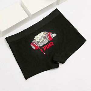 Ladies Cartoon Printed Cotton Sport Briefs Mid-Waist Flat Angle Underwear Breathable Antibacterial Comfortable Wide Edge