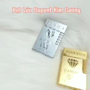 Bật Lửa Gas Đá Dupont Kim Cương 999 ( Màu Vàng Bạc - Xài Gas - Lửa Thường )