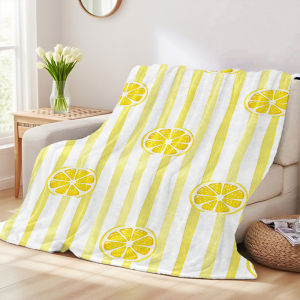 Beast Kingdom | Lemon Slice Stripe Winter And Summer Dual-Use Comfortable Flannel Blanket Soft And Sticky Sofa Cover Blanket Exquisite Gift