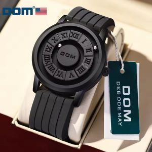 DOM 1345 Mens Quartz Watch Fashion Personality Creative Magnetic Ball Rotating Design Watch Waterproof Mens Simple Watch reloj