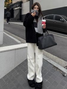 High Waist Wide Leg Jeans Womens Loose Fit Straight Cut Long Length Denim Pants Autumn Spring High Waist Straight Leg Trousers