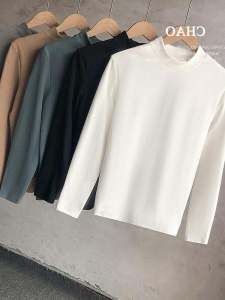 Thermal Base Layer Shirt Half High Collar Long Sleeve Men Women Inner Wear Autumn Winter Thickened Dervo Cotton Solid Color