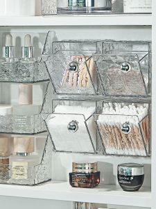 กล่องเก็บของกระจกในห้องน้ำ กล่องใส่สำลี ผ้าเช็ดหน้า กล่องสำหรับจัดระเบียบ กล่องสำหรับจัดเก็บสำลี กล่องสำหรับจัดเก็บลิปสติก ติดผนังใส