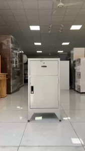 Tủ đầu giường sắt có 2 ngăn khóa hộc sẵn tủ màu xám