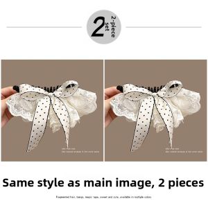 NING ZHOU | Lace Dots Bow Skirt Clip Half Up Hair Accessory