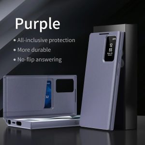 Luxury High Quality S-View Flip Smart Display Case For Original Samsung S25 S24 S23 S22 Ultra PU Leather Card Pocke Cover Funda