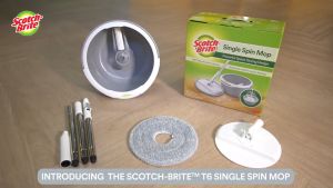 3M Scotch Brite Single Spin Mop set [Mop Handle x1 + Single Bucket x1 +  Microfiber Mop Refill x1 ]