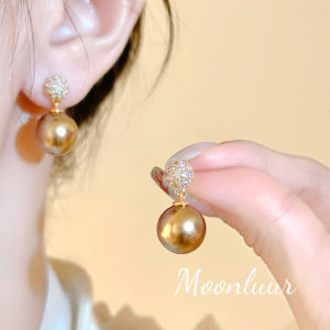 Fall Winter Vintage Pearl Earrings Golden Clip-Ons No Piercing Required Korean Style Fashion Jewelry Ball Pattern for Women