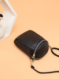 Genuine Leather Small Bag Womens New Versatile Fashion Leather One-Shoulder Crossbody Bag Vertical Mini Phone Bag Change Packet