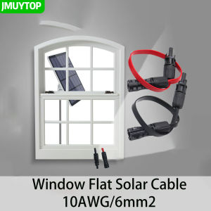 JMUYTOP 6mm2 MC-4 window flat cable10AWG 1500V 40CM Balcony through flat wire For Solar panel power station eco flow Anker