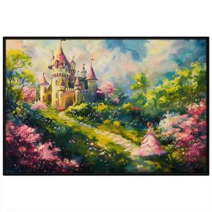 Tranh phong cảnh lâu đài cổ tích tranh sơn dầu cổ điển Châu Âu tranh treo tường tranh dán tường treo phòng bé gái. CGI - 564