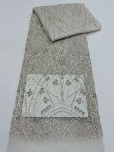 2026 Luxury French Embroidery Heavy Groom Beads Lace Fabric With Sequins 5 Yards High Quality Materiel for Party Dress