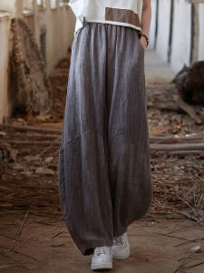 Womens Loose Casual Cotton Linen Dyed Pants Spring 2025 New Style Zen Tai Chi Loose Wide Leg Lantern Pants