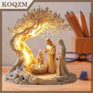 KOQZM 2D Easter Nativity Scene Figurine Tabletop Decor Nativity Figurines Set Home Decoration