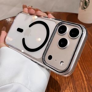Luxury for Magsafe Transparent Hard Case for iPhone 14 15 16 17 Pro Max Air Magnetic Double Color Clear Ultra Slim Thin PC Cover