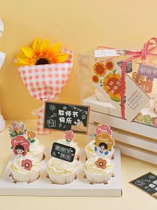 | Cake Decoration | Happy Teachers Day Theme Paper Cake Topper 教师节主题感恩老师纸插牌铅笔课本插卡蛋糕装饰