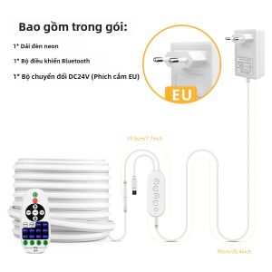 Đèn LED Neon Dải Mềm Điều Khiển Bằng Ứng Dụng Điện Thoại Thông Minh Có Thể Điều Chỉnh Độ Sáng Chất Liệu Silicon Phát Sáng Dịu Nhẹ Dùng Trang Trí Phòng Tủ Phòng Ngủ SMD 2835 24V