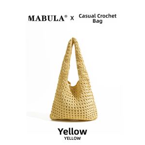 MABULA | Lace Lazy Style Red Woven Tote Bag Large Capacity