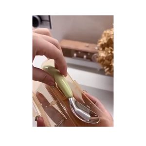 Muỗng ăn dặm cho bé bằng thép không gỉ 4 màu dễ thương 14.7x3cm -Lumbley