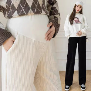 Maternity Pants Winter Outerwear Fleece Lined Thick Wide Leg Casual Loose plus Size Long Base Layer Pants Autumn Spring Wear