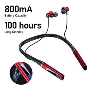 ใหม่ 5.1 บลูทูธ เพลงเบส หูฟัง 100 ชั่วโมง การ์ดแม่เหล็ก Earphone สายคล้องคอกันน้ำหูฟัง TF
