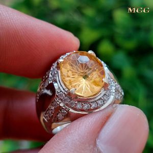 Cincin Batu Permata Natural Citrine Quartz Original