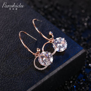 Elegant Long Dangle Earrings Women's 925 Sterling Silver & Zircon Crystal Sparkling Fashion Jewelry Ear Cuff