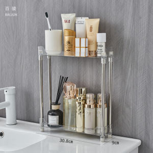 Bathroom Vanity Organizer Rack Plastic Storage Shelf for Cosmetics Shampoo Toothpaste Toothbrush Other Bathroom Essentials