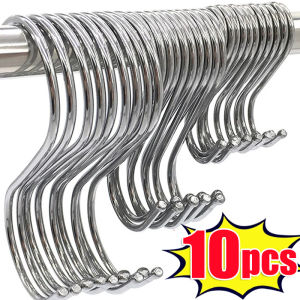 30/10ชิ้น ตะขอรูปตัว S อเนกประสงค์พร้อมหัวเข็มขัด / เข็มกลัดแขวนโลหะในสวน / กันลมสําหรับงานหนักประหยัดพื้นที่ / ตะขอแขวนเก็บของในบ้าน