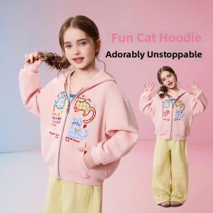 Ask Junior | New Spring Girls Cat Print Cute Hooded Jacket