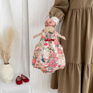 Baby Summer Wear Baby Girl Cheongsam Onesie Summer Thin Chinese Style Romper Newborn Clothes One-Piece Romper