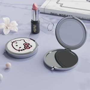 ZEEMIN Halloween Christmas Sanrio Kawaii Hello Kitty Makeup Mirror Anime Cartoon Cute Girls New Good Looking Portable Foldable Handheld Small Round Mirror