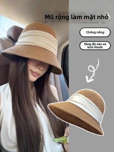BILLI ZILLY | Mũ rơm chống nắng kiểu Hepburn cho nữ mùa hè đi biển bãi biển rơm dệt lớn che nắng làm nhỏ khuôn mặt mũ mặt trời