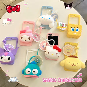 เคสโทรศัพท์มือถือ Samsung ZFlip7 FE ลายการ์ตูน Sanrio พร้อมกระเป๋าสตางค์ หน้าจอพับ ป้องกันการตกหล่น ด้านนอกแบบมีความรู้สึก