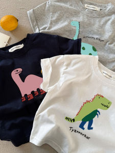 เสื้อผ้าเด็ก100% คอตตอนแท้เสื้อทีเชิ้ตแขนสั้นฤดูร้อนเสื้อเด็กผู้หญิงเด็กผู้ชายพิมพ์ลายไดโนเสาร์เด็กทารกเด็กผู้ชายเสื้อผ้าฤดูร้อน