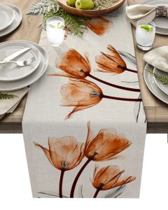 【Tulip Spring】Print Table Runner Practical & Washable Universal Table Runner for Kitchen Wedding & Holiday
