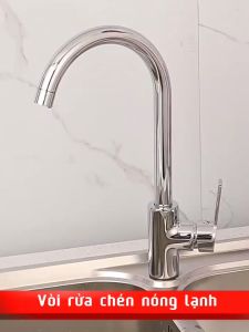 Hàng hót Giá siêu rẻ Vòi rửa chén nóng lạnh gắn chậu cao cấp KENISI-VM190 đồng mạ NIKEN bóng đẹp