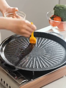 LAIMA BBQ Korean Grill Pan 32/38/45 Non-stick Maifan Stone Barbecue Tray Round Flat Baking Cookware Cooking Frying Fry