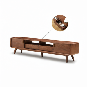 YUANSHI YUANSU | Solid Black Walnut Minimalist TV Cabinet