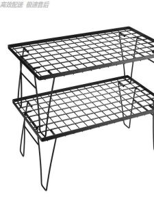 Portable Camping Foldable Table BBQ Rack Bamboo Board Aluminum Board Connection Outdoor Folding Net Table Lightweight Tactical Table