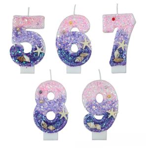 New original three color gradual change mermaid birthday cake digital candle decoration