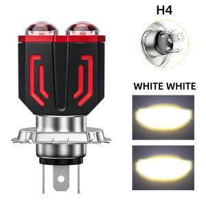 1pc H4 BA20D LED Motorcycle Headlight Bulb Spotlight 12V CSP Dual Color Double Lens Motorbike Scooter Running Light White Yellow