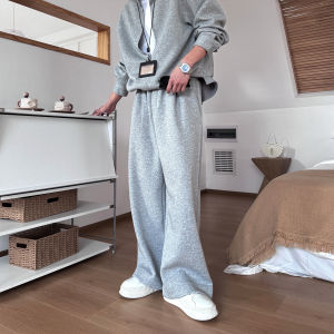 HUALUNDESIGN | Daily Style Mens Sport Set Semi-Cardigan Faux Two-Piece Relaxed Heavyweight Gray Hoodie Suit