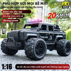 Xe Điều Khiển Từ Xa Địa Hình Tốc Độ Cao Tỷ Lệ 1:16 Với Âm Thanh Nhạc & Đèn LED Xe Cảnh Sát Jeep Điều Khiển Từ Xa 2.4G Đồ Chơi Ngoài Trời Dành Cho Độ Tuổi 14+