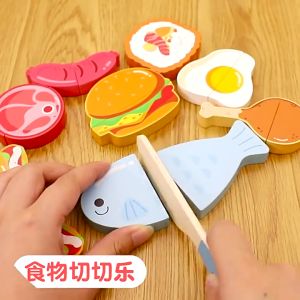 Pretend Play Wooden Magnetic Food Fruit Cutting and Matching Toy Puzzle Early Learning Education Toy