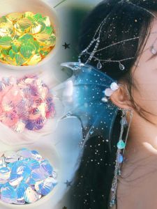 Merman Makeup Scale Sequin Mermaid Shell Face Makeup Stickers Elf Vintage Photos Eye Makeup Modeling Facial Patch