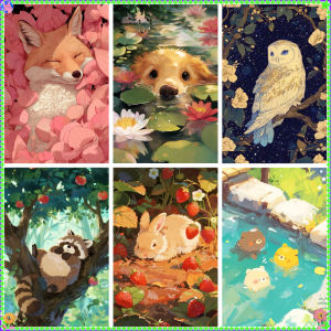 DIY Oil Painting By Number Hand Painted Fox Animal DogRaccoons Home Decoration Wall Living Room Decor Best Gift Frameelss